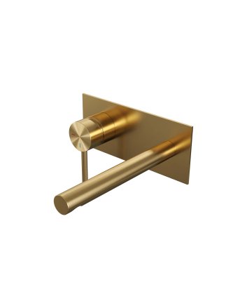 BRAUER Gold Edition inbouw wastafelmengkraan met rechte uitloop en afdekplaat model A2 goud geborsteld PVD