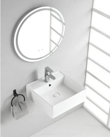 Larx waskom vierkant 46 x 46 x 16,5 cm keramiek glans wit