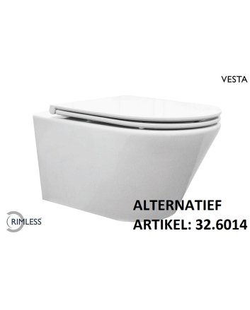 Vesta wandcloset rimless met Flatline toiletzitting softclose en quick release glans wit