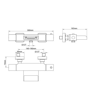 Rombo thermostatische badmengkraan waterval chroom