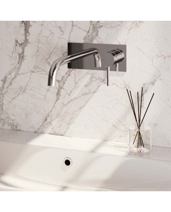 BRAUER Chrome Edition inbouw wastafelmengkraan met gebogen uitloop en afdekplaat model A1 chroom