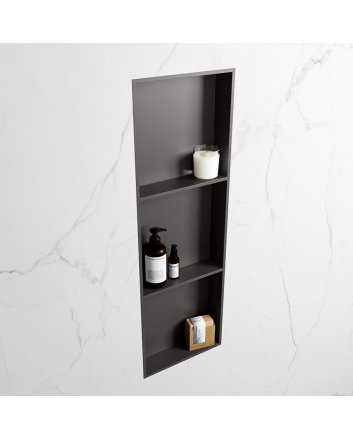Mondiaz Easy Nis 89,5x29,5cm in solid surface kleur DarkGrey | DarkGrey. 3 vakken  geschikt voor in- of opbouw