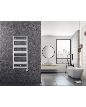 80x60cm - Ecorad E-Basic Round - Wit 400 watt - Elektrische badkamer handdoekradiator