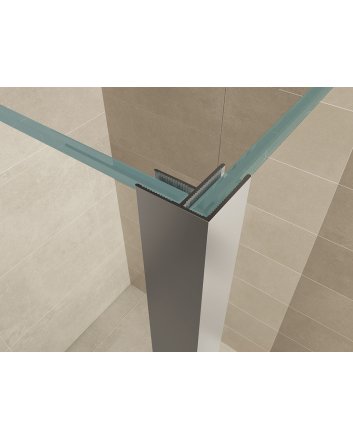 Comfort zijwand met hoekprofiel 300 x 2000 x 10 mm nano helder glas/chroom