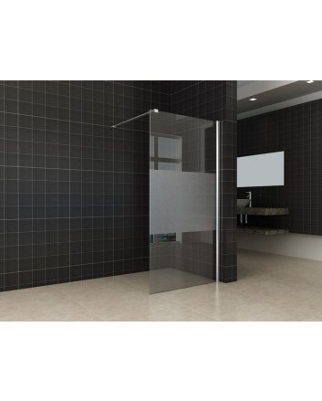 Comfort inloopdouche 1000 x 2000 x 10 mm nano helder glas met melkglas middenband/chroom