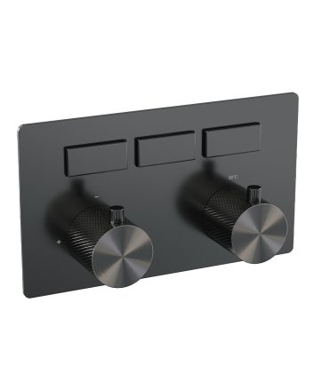 BRAUER Gunmetal Carving 3-weg inbouwthermostaat met drukknoppen met in- en afbouwdelen gunmetal geborsteld PVD