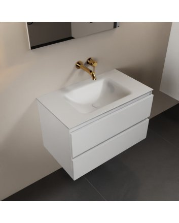 Mondiaz Aivy 80cm badmeubel Talc, wastafel Talc solid surface midden zonder kraangat