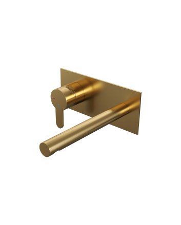 BRAUER Gold Edition inbouw wastafelmengkraan met rechte uitloop en afdekplaat model D2 goud geborsteld PVD