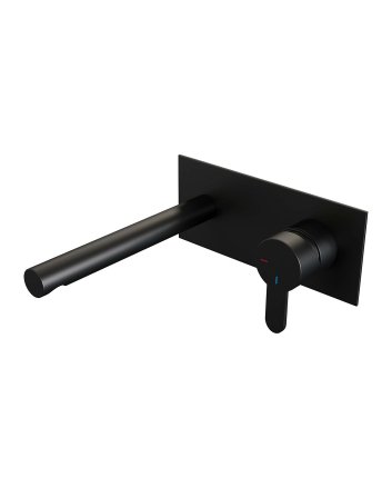 BRAUER Black Edition inbouw wastafelmengkraan met rechte uitloop en afdekplaat model D1 mat zwart