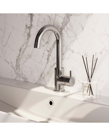BRAUER Chrome Edition hoge opbouw wastafelmengkraan met draaibare ronde uitloop model B chroom