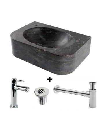 Sani DeLuxe Fonteinset Natuursteen Flow 35x24x10 cm, links