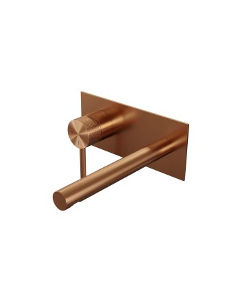 BRAUER Copper Carving inbouw wastafelmengkraan met rechte uitloop en afdekplaat model A2 koper geborsteld PVD