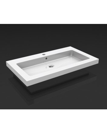 Wiesbaden Kera wastafel enkel met 1 kraangat 80x46x5 cm keramiek glans wit