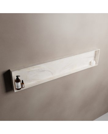 Mondiaz Easy Nis 149,5x29,5cm in solid surface kleur Ostra. 1 vak geschikt voor in- of opbouw