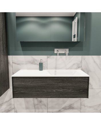 Mondiaz Lush 100 badmeubel antracite 1 lade wastafel rechts geen kraangat