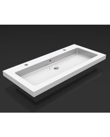 Wiesbaden Kera wastafel enkel met 2 kraangaten 100x46x5 cm keramiek glans wit