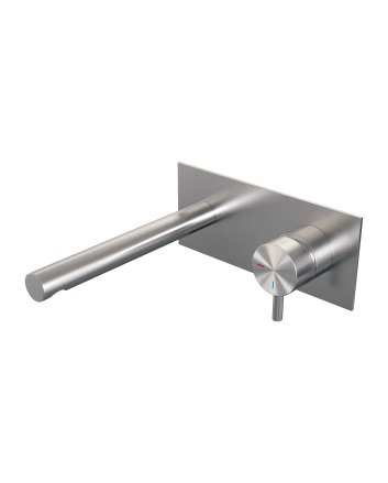 BRAUER Brushed Edition inbouw wastafelmengkraan met rechte uitloop en afdekplaat model B1 RVS geborsteld PVD