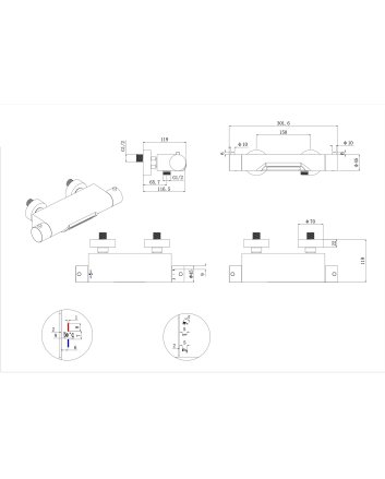 Style thermostatische waterval-badkraan cooltouch geborsteld staal