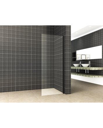 Side zijwand voor nis schuifdeur 900 x 2000 x 8 mm nano helder glas/mat zwart