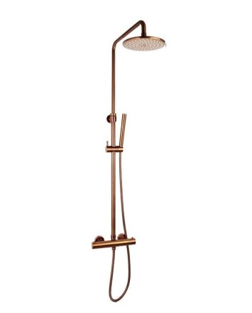 Sani DeLuxe Doucheset opbouw thermostatisch (in hoogte verstelbaar) rond Brons douchekop 25 cm