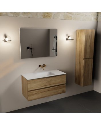 Mondiaz Aivy 100cm badmeubel Chai, wastafel Talc solid surface midden zonder kraangat