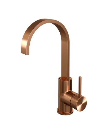 BRAUER Copper Carving hoge opbouw wastafelmengkraan met draaibare platte uitloop model A koper geborsteld PVD