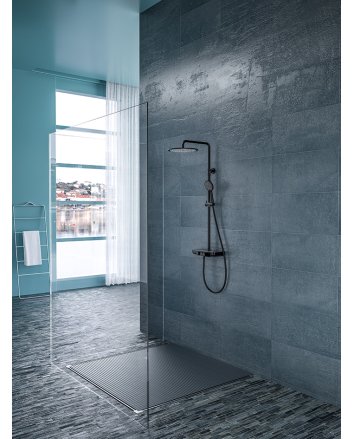 Nuovo thermostatische regendoucheset opbouw met planchet mat zwart
