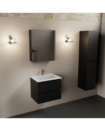 Mondiaz Aivy 60cm badmeubel Urban, wastafel glanzend wit keramiek midden 1 kraangat met spiegelkast