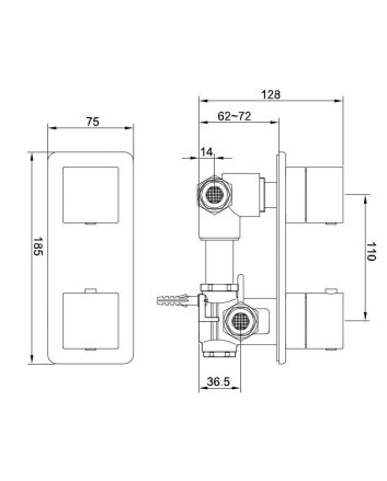 Rombo inbouw 2-wegs douchethermostaat chroom