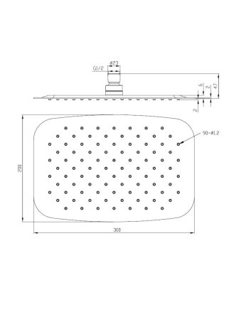 UFO ovale hoofddouche 300x200x2 chroom