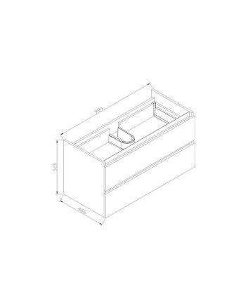 Sani DeLuxe Trendline onderkast met greeplijst aluminium 100 Century Oak
