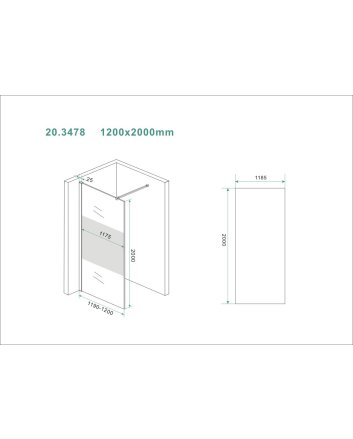 Slim glasplaat 1200 x 2000 x 8 mm nano helder glas met melkglas middenband