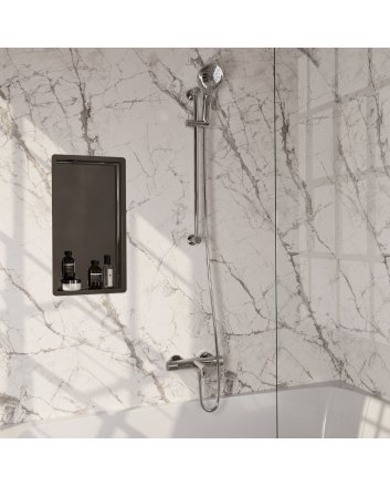 BRAUER Chrome Carving opbouw baddouche thermostaatkraan SET 02 met glijstang en 3-standen handdouche en doucheslang chroom