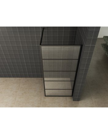 Horizon inloopdouche met raster 1200 x 2000 x 8 mm nano helder glas/mat zwart