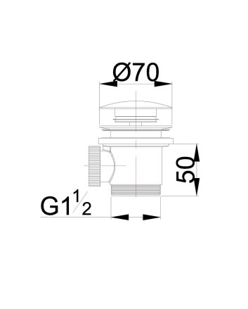 Caral clickwaste afvoerplug vrijstaand bad 1 1/2" geborsteld koper