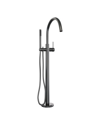 BRAUER Gunmetal Carving vrijstaande badmengkraan SET 01 met staaf handdouche en doucheslang gunmetal geborsteld PVD