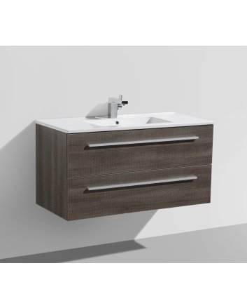 Sani DeLuxe Aktieset badmeubel DL met greep aluminium 80 Kentucky Oak zonder spiegel