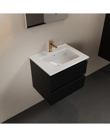 Mondiaz Aivy 60cm badmeubel Urban, wastafel glanzend wit keramiek midden 1 kraangat