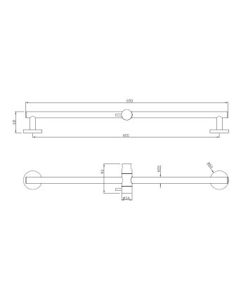 Glijstang rond 65cm chroom
