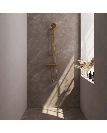 BRAUER Gold Edition opbouw douche thermostaatkraan SET 02 met glijstang en 3-standen handdouche en doucheslang goud geborsteld PVD