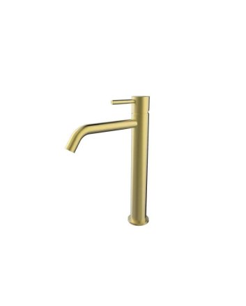 Style XL hoge wastafelmengkraan geborsteld messing