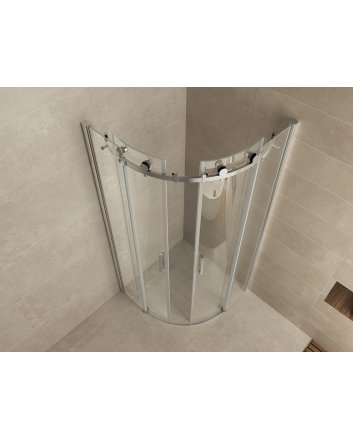 1/4 r. cabine 2 schuifdeuren 900x900x2000 chr.8mm NANO