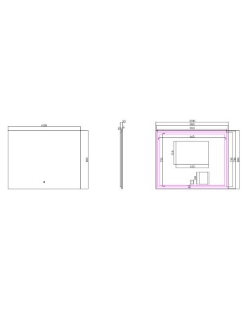Soul spiegel rechthoek met LED, dimbaar en spiegelverwarming 100 x 80 cm