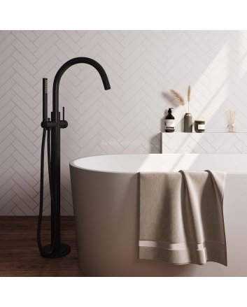 BRAUER Black Edition vrijstaande badmengkraan SET 01 met staaf handdouche en doucheslang mat zwart
