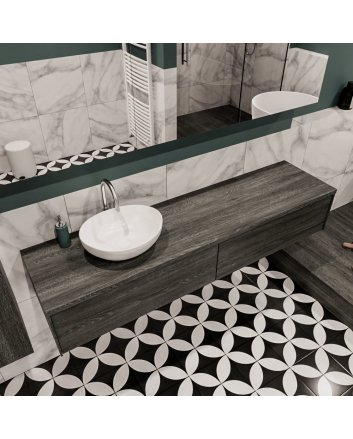 Mondiaz Lush 180cm badmeubel antracite 2 lades wastafel Barco links 1 kraangat