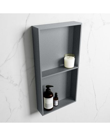Mondiaz Easy Nis 59,5x29,5cm in solid surface kleur Plata | Plata. 2 vakken geschikt voor in- of opbouw
