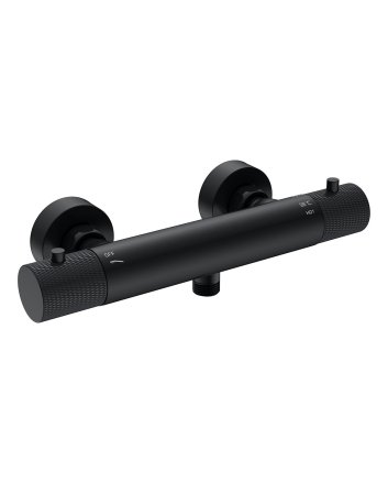 Wiesbaden Ribbd thermostatische douchemengkraan hartafstand 15 cm mat zwart