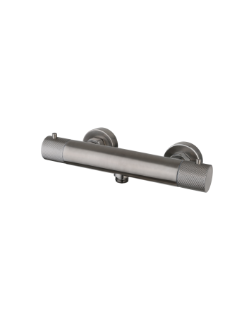 Sani DeLuxe Douchemengkraan opbouw thermostatisch rond Gun Metal met geribbeld knop