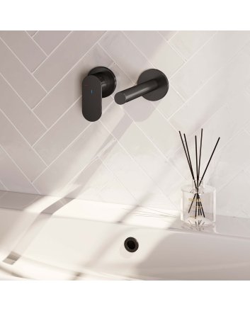 BRAUER Black Edition inbouw wastafelmengkraan met rechte uitloop en rozetten model C2 mat zwart