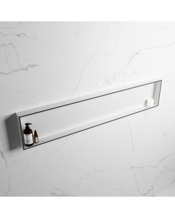 Mondiaz Easy Nis 149,5x29,5cm in solid surface kleur DarkGrey | Talc. 1 vak  geschikt voor in- of opbouw